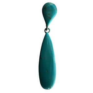 925 Mexico Turquoise Drop Earring SINGLE Silver Blue Green Teal